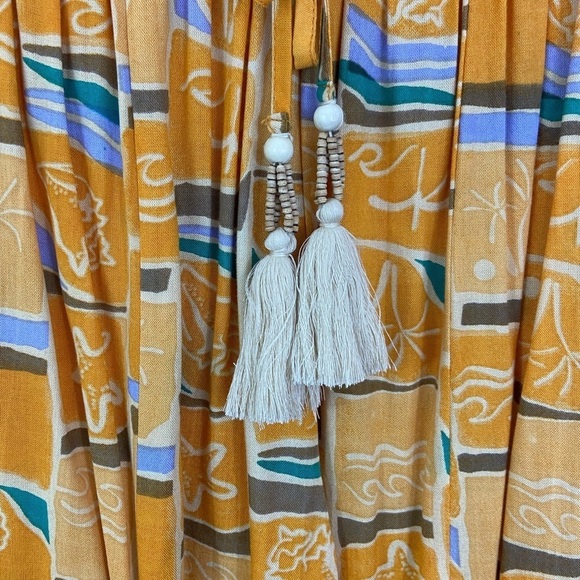 True Destinations Resort Wear Wide Leg Pants Beach Tropical Coverup Yellow M - Picture 3 of 12